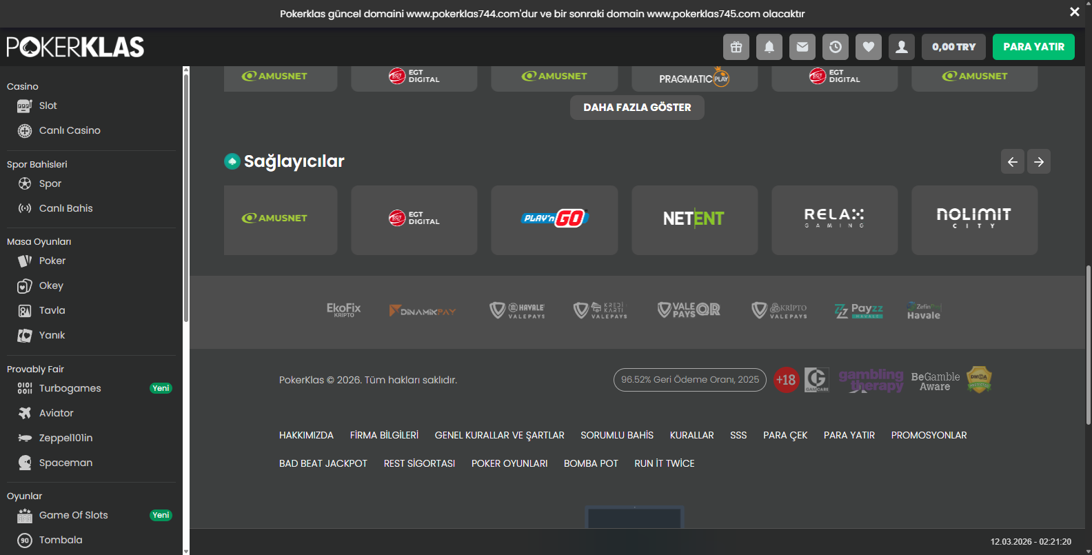 Pokerklas Canlı Bahis Oyunları